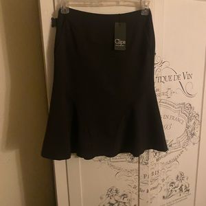 NWT CLIPS Tricott Black Trumpet Skirt-SZ 42